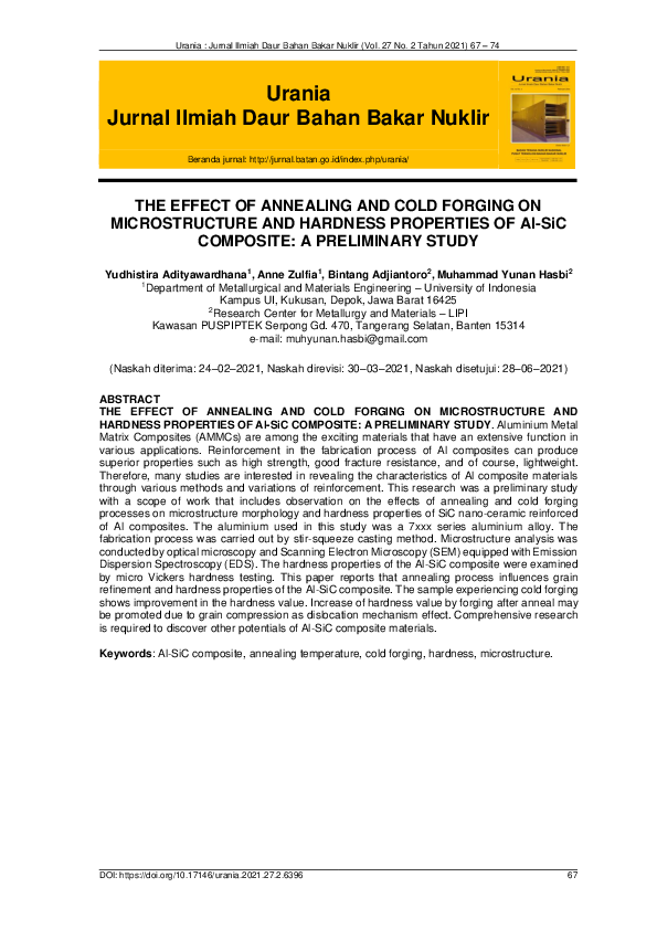 (PDF) THE EFFECT OF ANNEALING AND COLD FORGING ON MICROSTRUCTURE AND ...