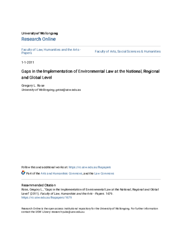 (PDF) Gaps in the Implementation of Environmental Law at the National ...