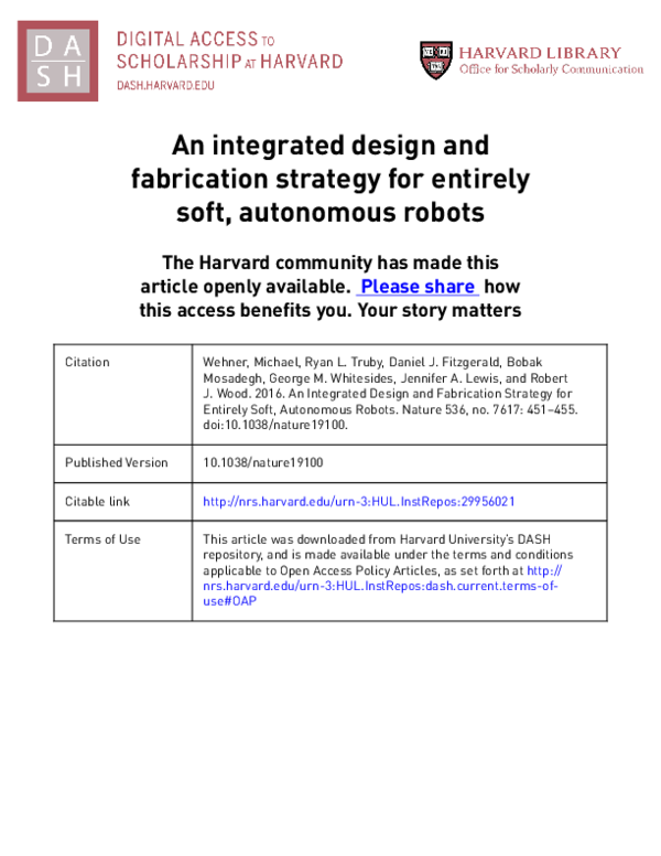 (PDF) An integrated design and fabrication strategy for entirely soft ...