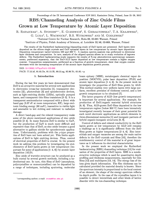 (PDF) RBS/Channeling Analysis of Zinc Oxide Films Grown at Low ...