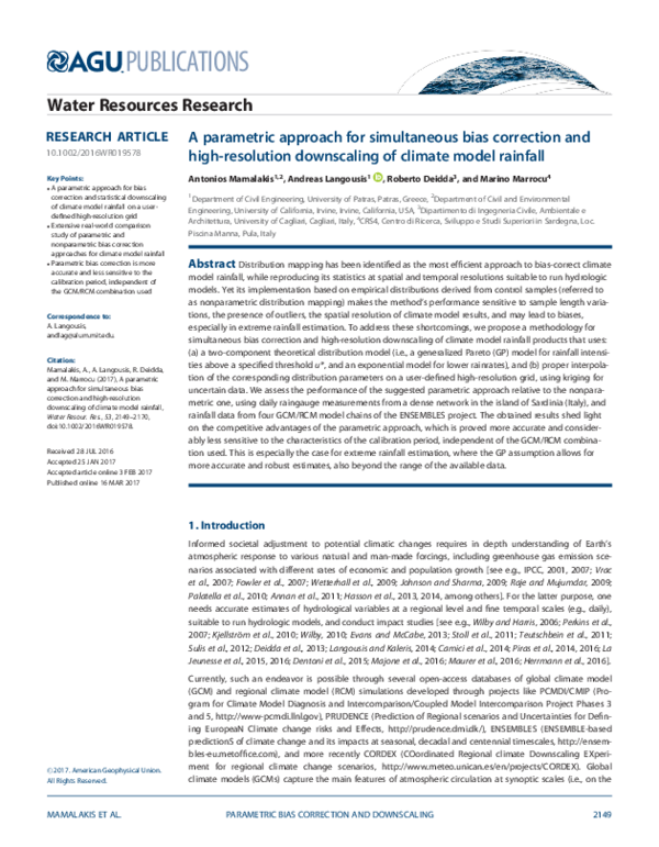 (PDF) A parametric approach for simultaneous bias correction and high ...