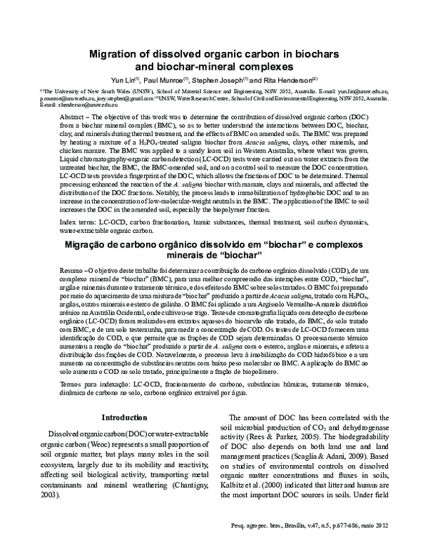 (PDF) Migration of dissolved organic carbon in biochars and biochar ...