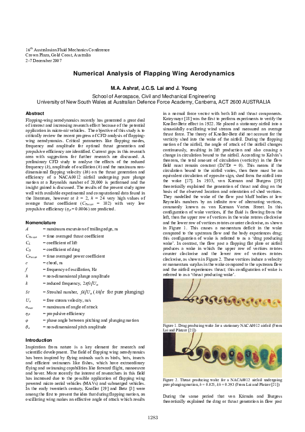 (PDF) Numerical analysis of flapping wing aerodynamics
