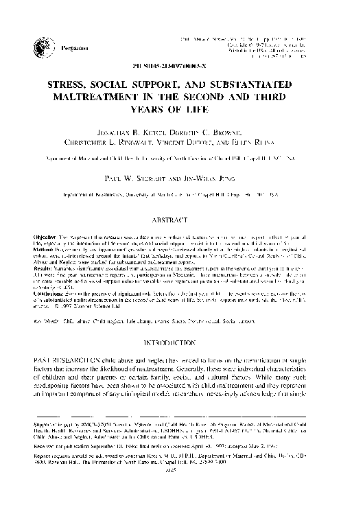 (PDF) Stress, social support, and substantiated maltreatment in the ...