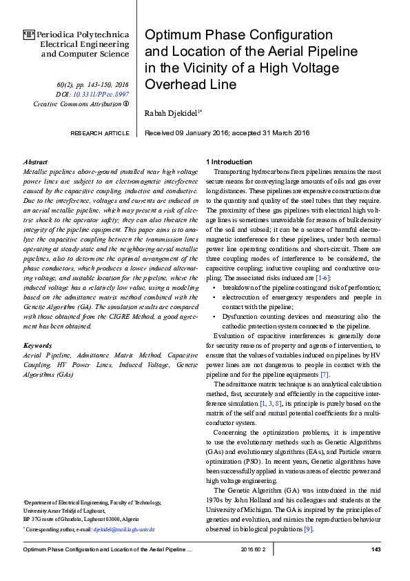 (PDF) Optimum Phase Configuration and Location of the Aerial Pipeline ...