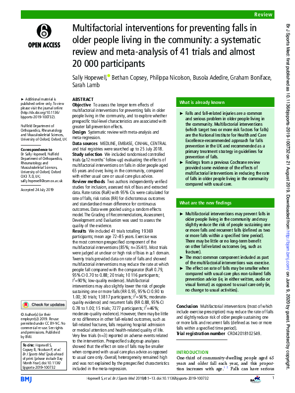 (PDF) Multifactorial interventions for preventing falls in older people ...