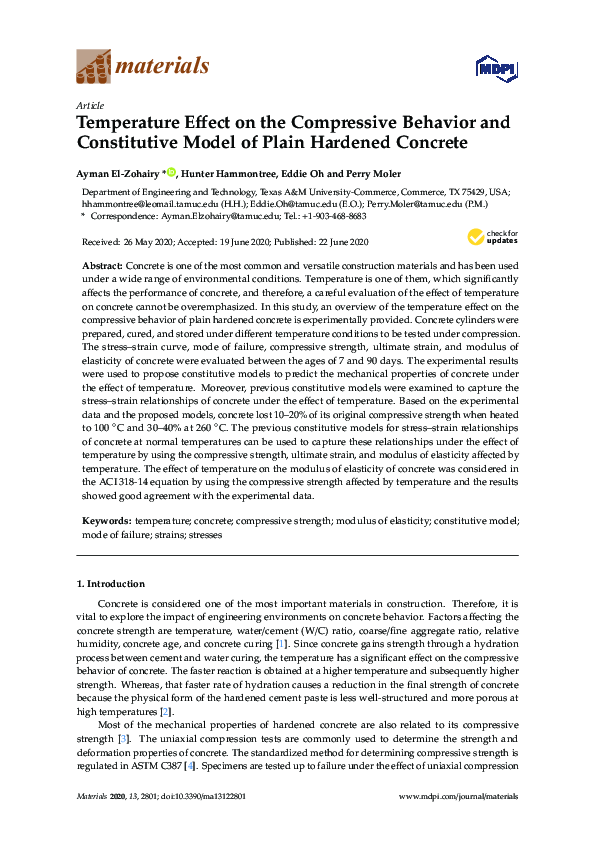 (PDF) Temperature Effect on the Compressive Behavior and Constitutive ...