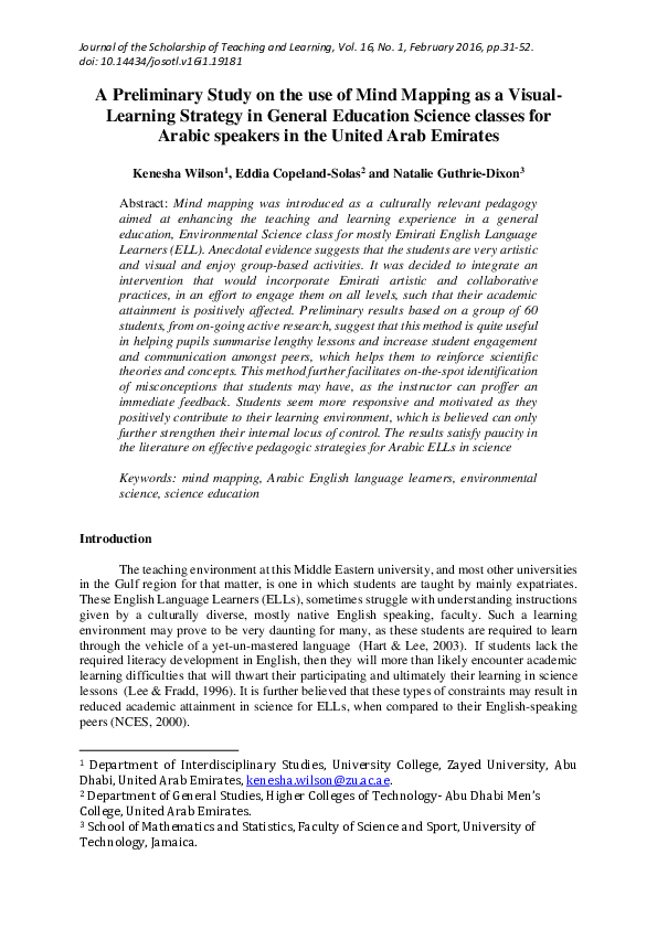 (PDF) A Preliminary study on the use of Mind Mapping as a Visual ...