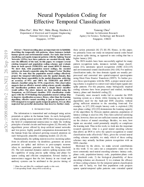(PDF) Neural Population Coding for Effective Temporal Classification