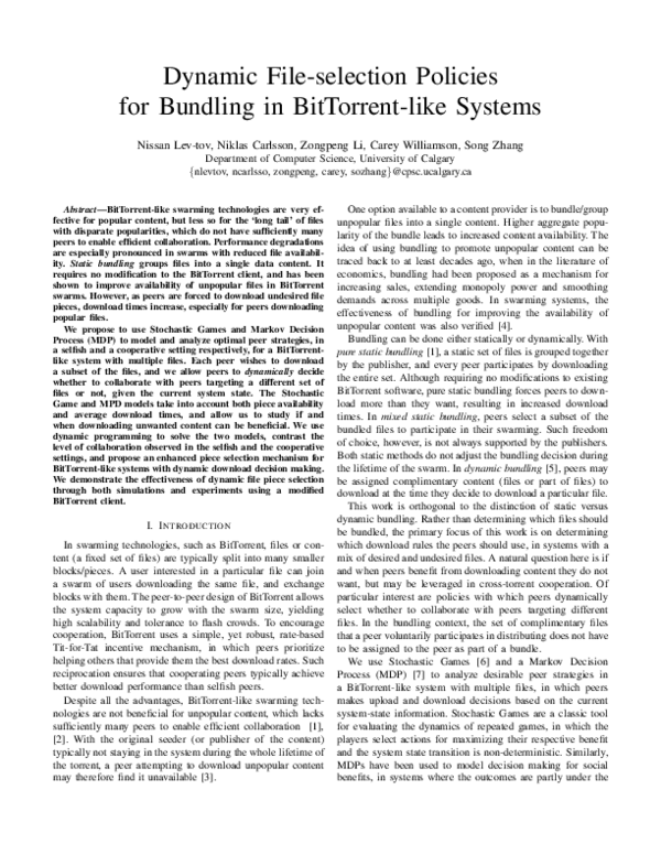 (PDF) Dynamic file-selection policies for bundling in BitTorrent-like ...
