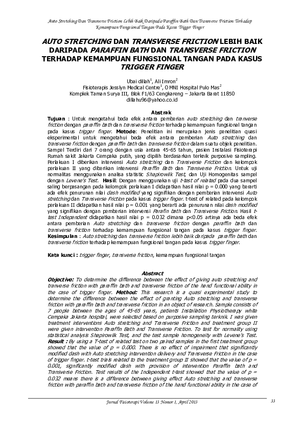(PDF) Auto Stretching Dan Transverse Friction Lebih Baik Daripada