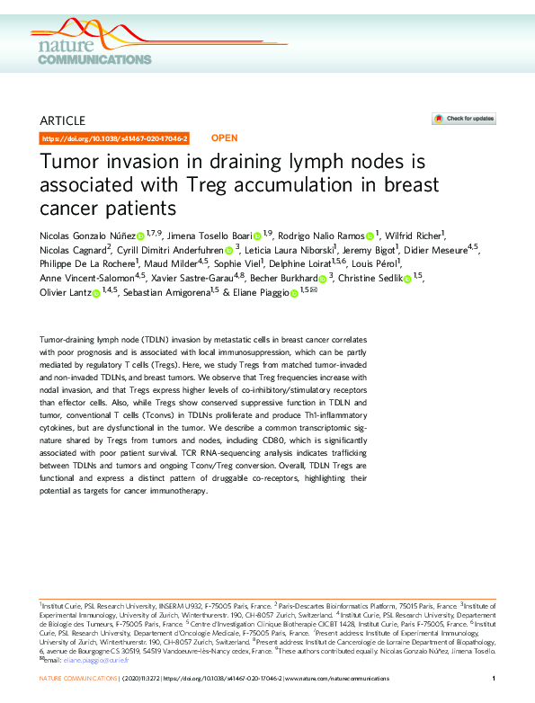 (PDF) Tumor invasion in draining lymph nodes is associated with Treg ...