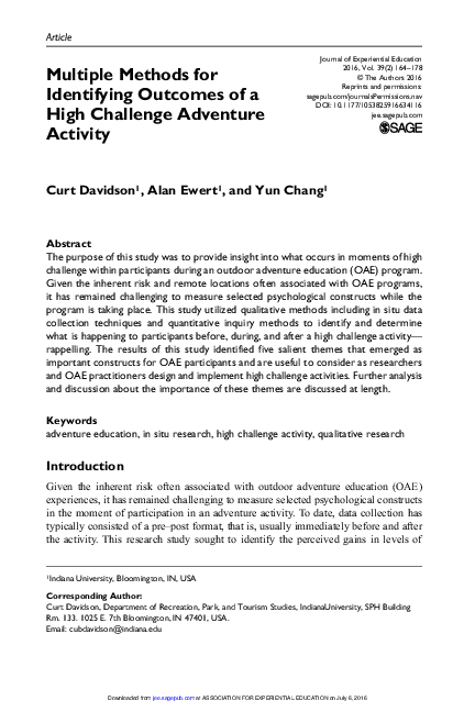 (PDF) Multiple Methods for Identifying Outcomes of a High Challenge ...