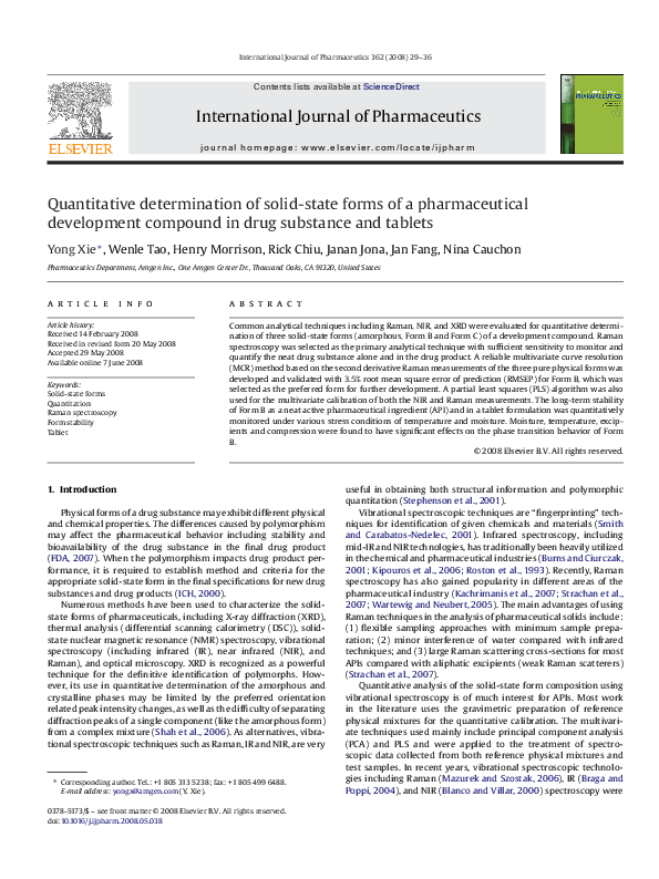 (PDF) Quantitative determination of solid-state forms of a ...