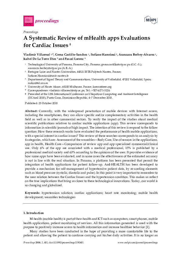 (PDF) A Systematic Review of mHealth apps Evaluations for Cardiac Issues