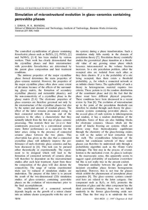 (PDF) Simulation of microstructural evolution in glass--ceramics ...