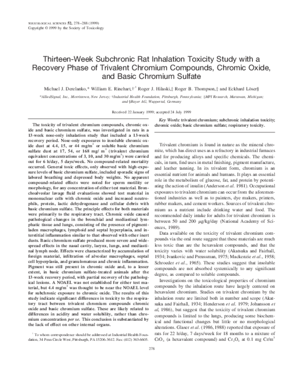 (PDF) Thirteen-week subchronic rat inhalation toxicity study with a ...