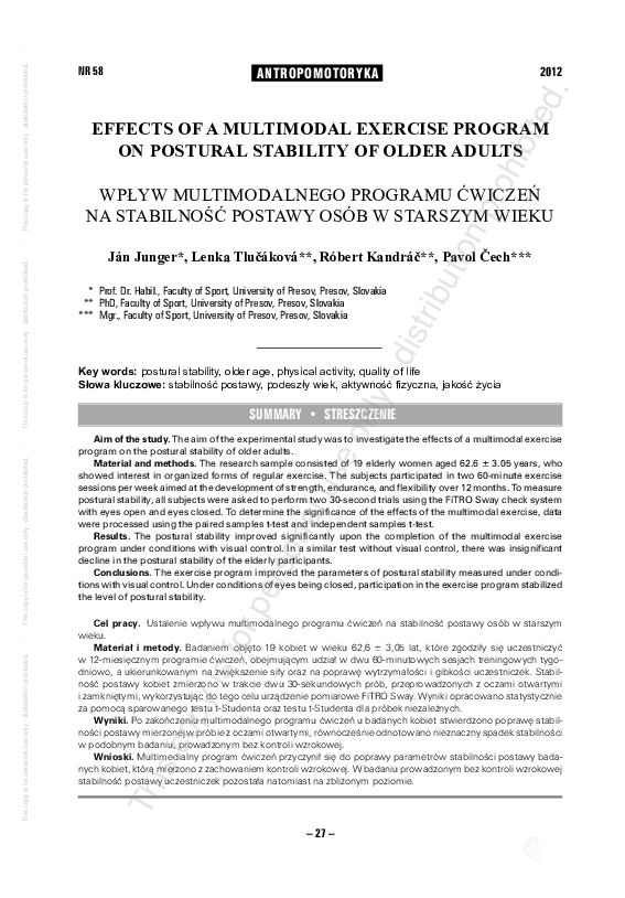 (PDF) Effects of a multimodal exercise program on postural stability of ...