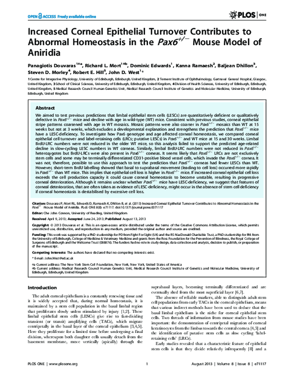 (PDF) Increased corneal epithelial turnover contributes to abnormal ...