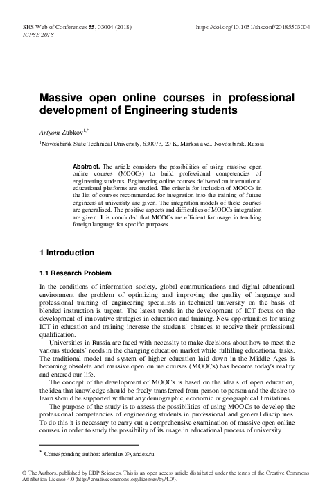 (PDF) Massive open online courses in professional development of ...