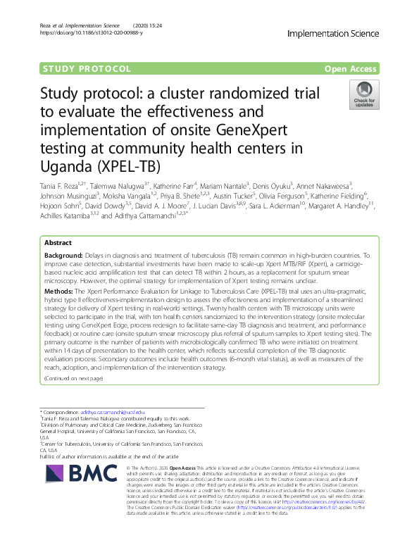 (PDF) Study protocol: a cluster randomized trial to evaluate the ...