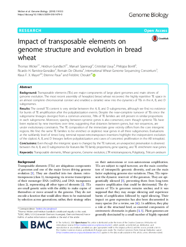 (PDF) Impact of transposable elements on genome structure and evolution ...