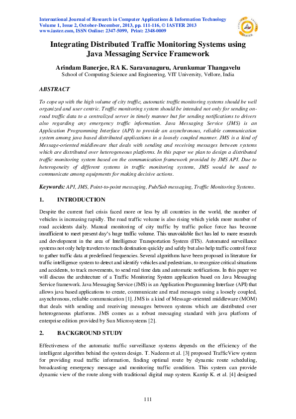 (PDF) Integrating Distributed Traffic Monitoring Systems using Java ...