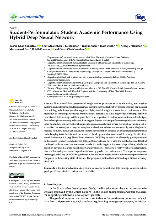 (PDF) Student-Performulator: Student Academic Performance Using Hybrid ...