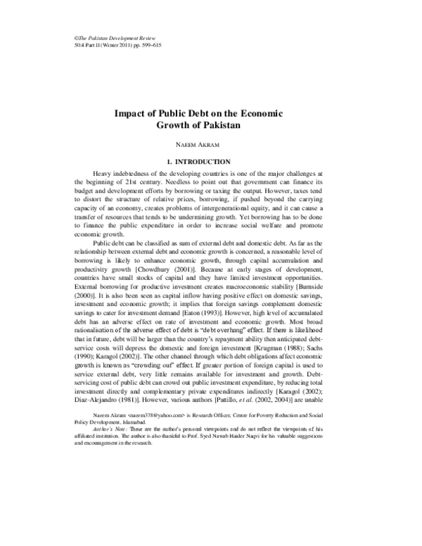 (PDF) The Impact of Public Debt on Economic Growth of Pakistan