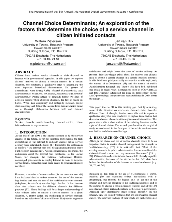 (PDF) Channel Choice Determinants; An exploration of the factors that ...