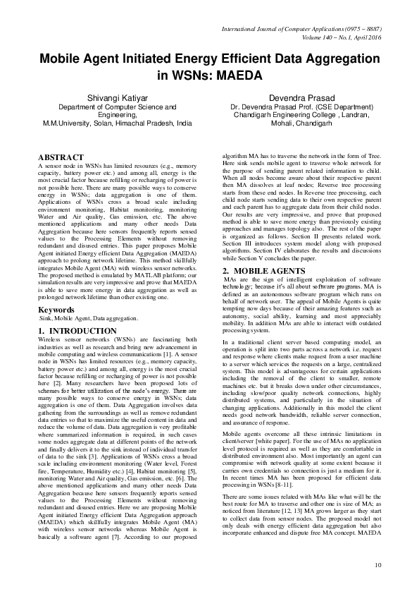 (PDF) Mobile Agent Initiated Energy Efficient Data Aggregation in WSNs ...