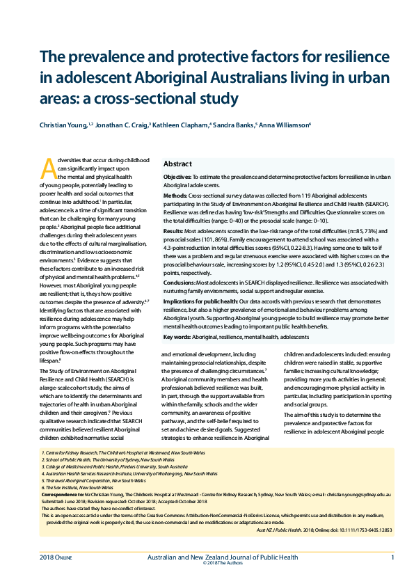 (PDF) The prevalence and protective factors for resilience in ...