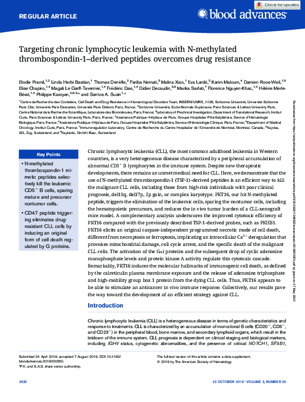(PDF) Targeting chronic lymphocytic leukemia with N-methylated ...