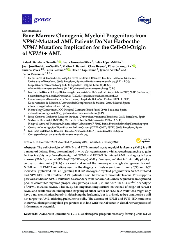 (PDF) Bone Marrow Clonogenic Myeloid Progenitors from NPM1-Mutated AML ...