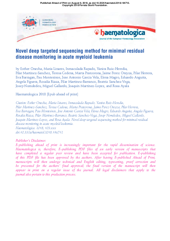 (PDF) Novel deep targeted sequencing method for minimal residual ...