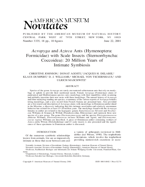 (PDF) Acropyga and Azteca Ants (Hymenoptera: Formicidae) with Scale ...