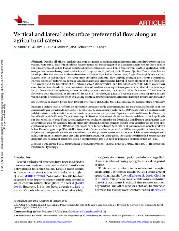 (PDF) Vertical and lateral subsurface preferential flow along an ...