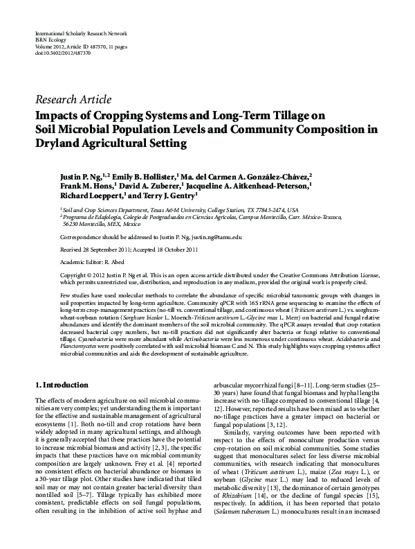 (PDF) Impacts of Cropping Systems and Long-Term Tillage on Soil ...