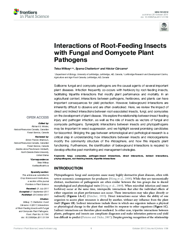 (PDF) Interactions of Root-Feeding Insects with Fungal and Oomycete ...