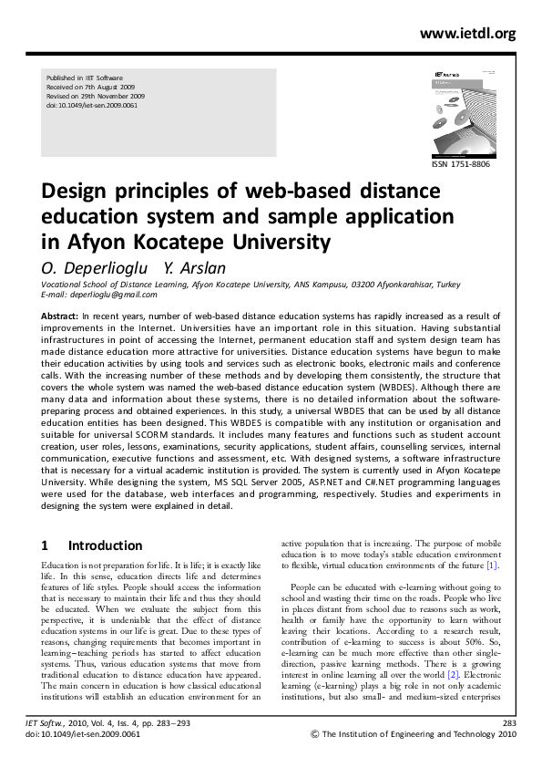 (PDF) Design principles of web-based distance education system and ...