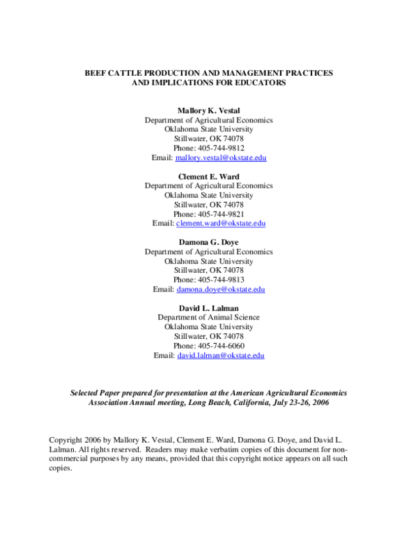 (PDF) Beef Cattle Production and Management Practices and Implications ...