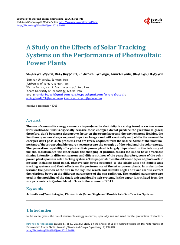 (PDF) A Study on the Effects of Solar Tracking Systems on the ...