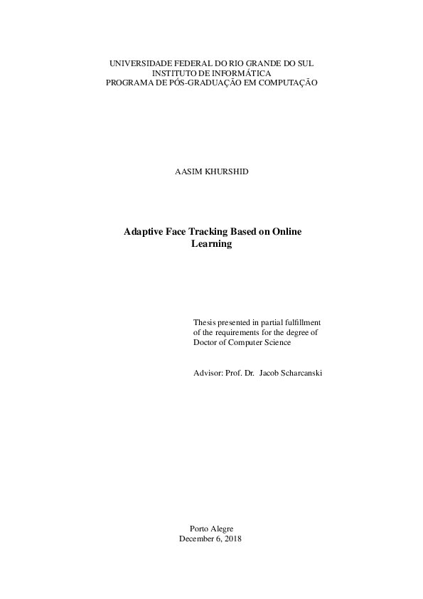 (PDF) Adaptive Face Tracking Based on Online Learning
