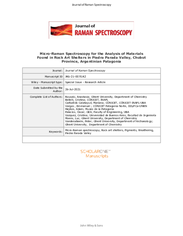 (PDF) Micro-Raman Spectroscopy for the Analysis of Materials Found in ...
