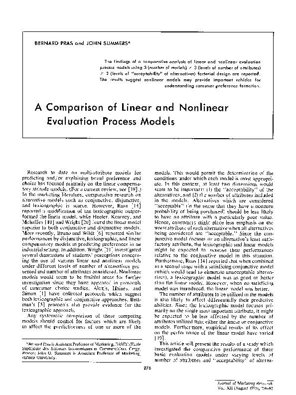 (PDF) A Comparison of Linear and Nonlinear Evaluation Process Models