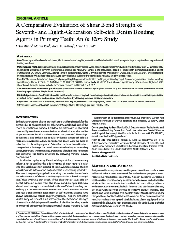(PDF) A Comparative Evaluation of Shear Bond Strength of Seventh- and ...
