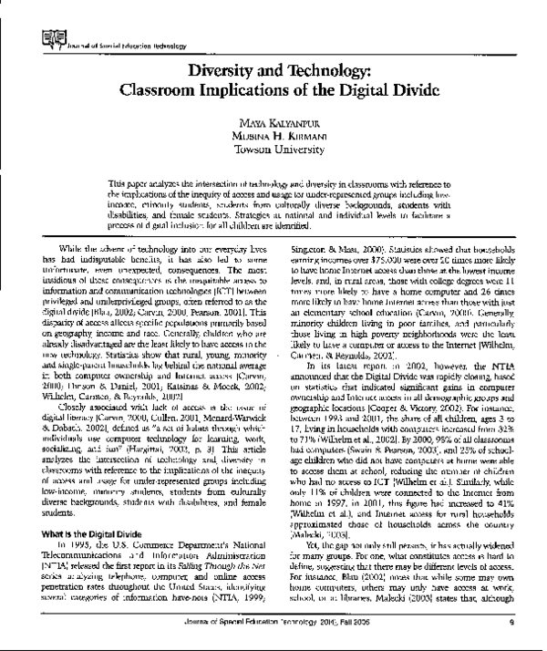 (PDF) Diversity and Technology: Classroom Implications of the Digital ...