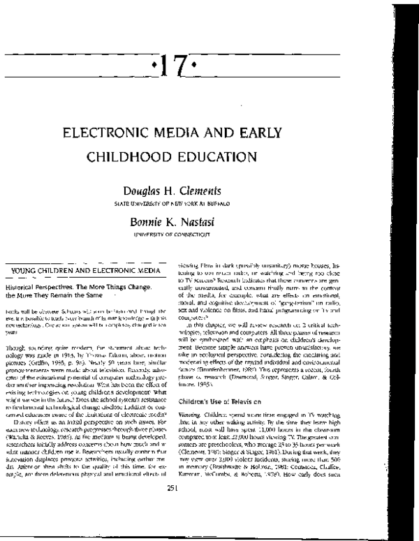 (PDF) Electronic media and early childhood education