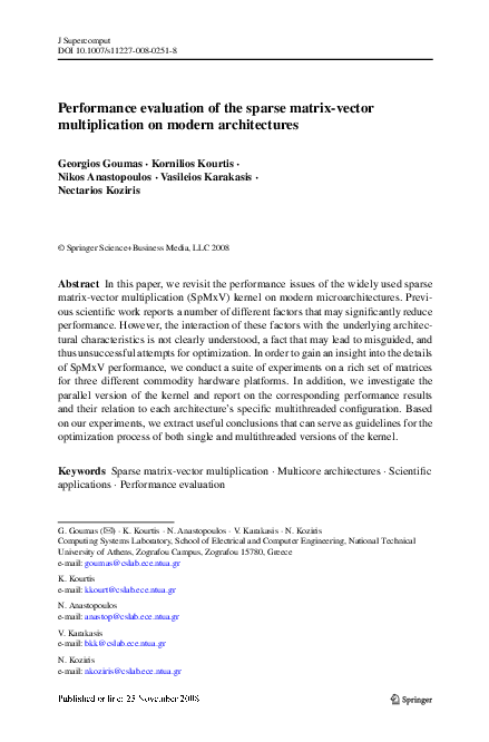 (PDF) Performance evaluation of the sparse matrix-vector multiplication ...