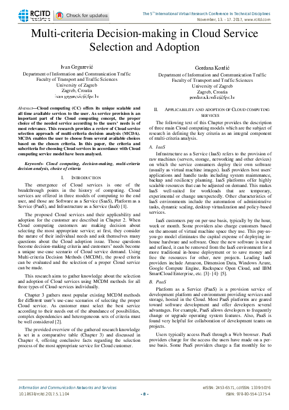(PDF) Multi-criteria Decision-making in Cloud Service Selection and ...